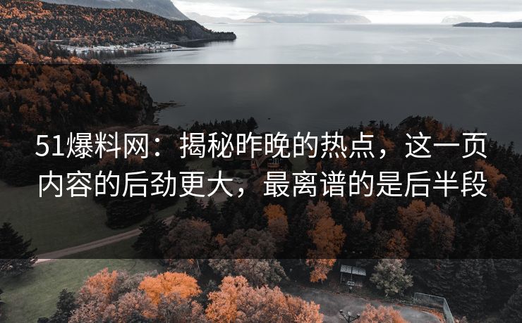 51爆料网：揭秘昨晚的热点，这一页内容的后劲更大，最离谱的是后半段