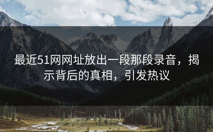 最近51网网址放出一段那段录音，揭示背后的真相，引发热议