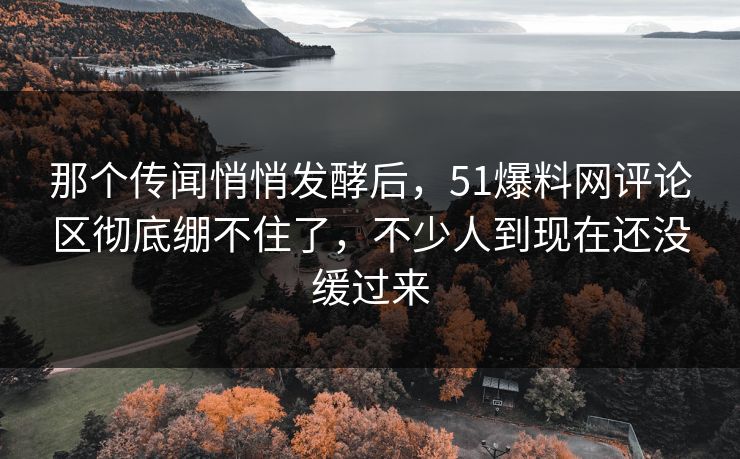 那个传闻悄悄发酵后，51爆料网评论区彻底绷不住了，不少人到现在还没缓过来