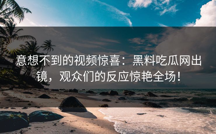 意想不到的视频惊喜：黑料吃瓜网出镜，观众们的反应惊艳全场！