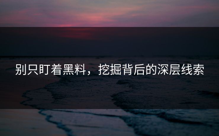 别只盯着黑料，挖掘背后的深层线索