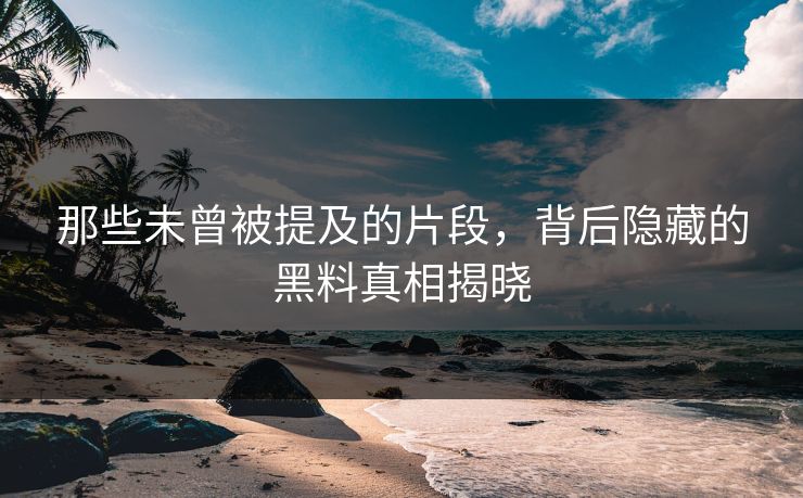 那些未曾被提及的片段，背后隐藏的黑料真相揭晓